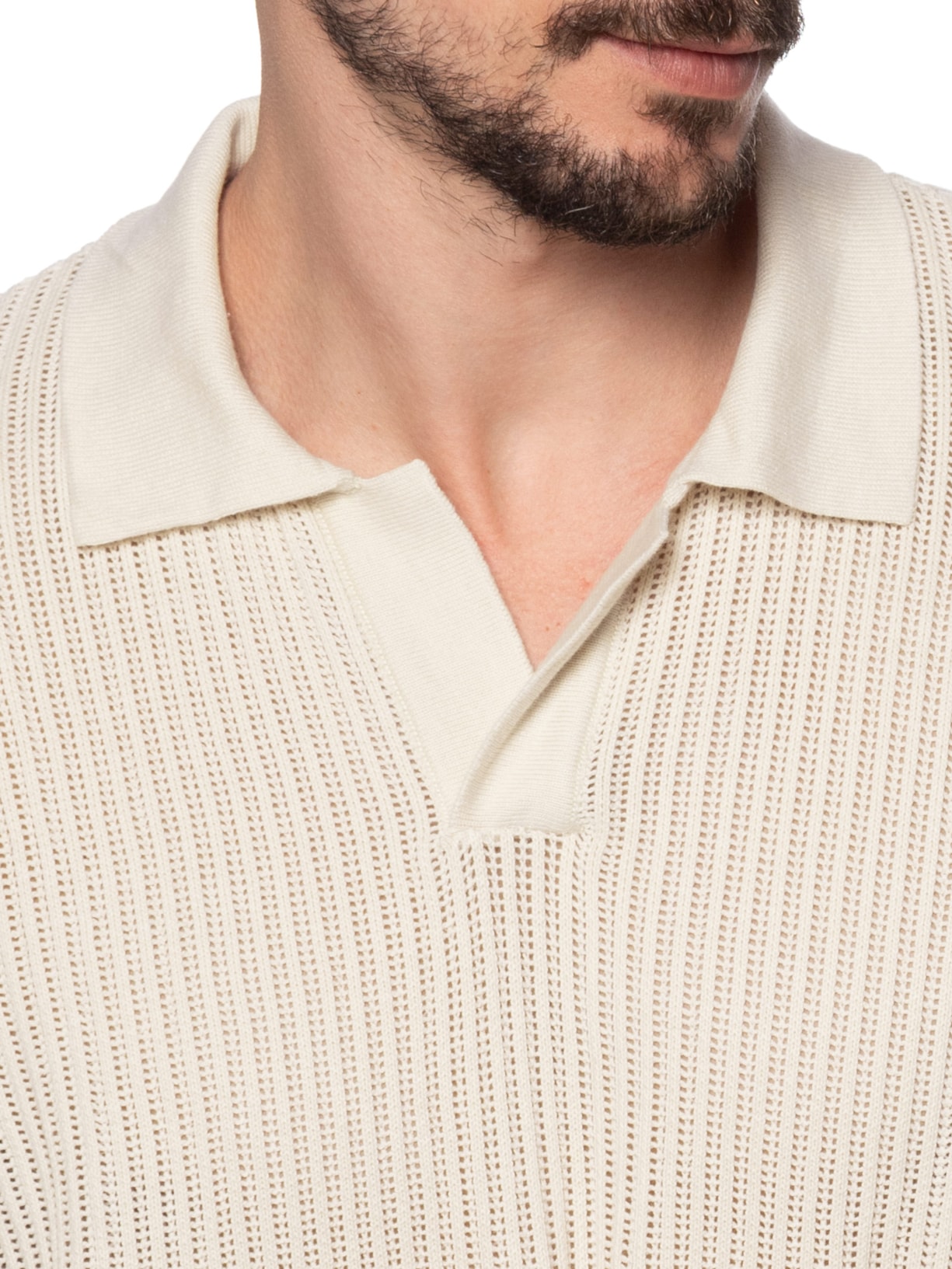 Pólo Masculina Manga Curta Over Tricot Bege Osklen