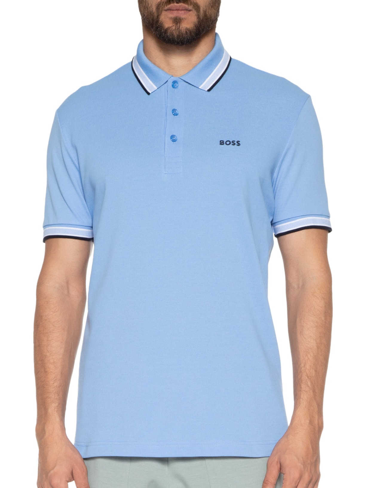 Polo Masculina Manga Curta Paddy Azul Boss