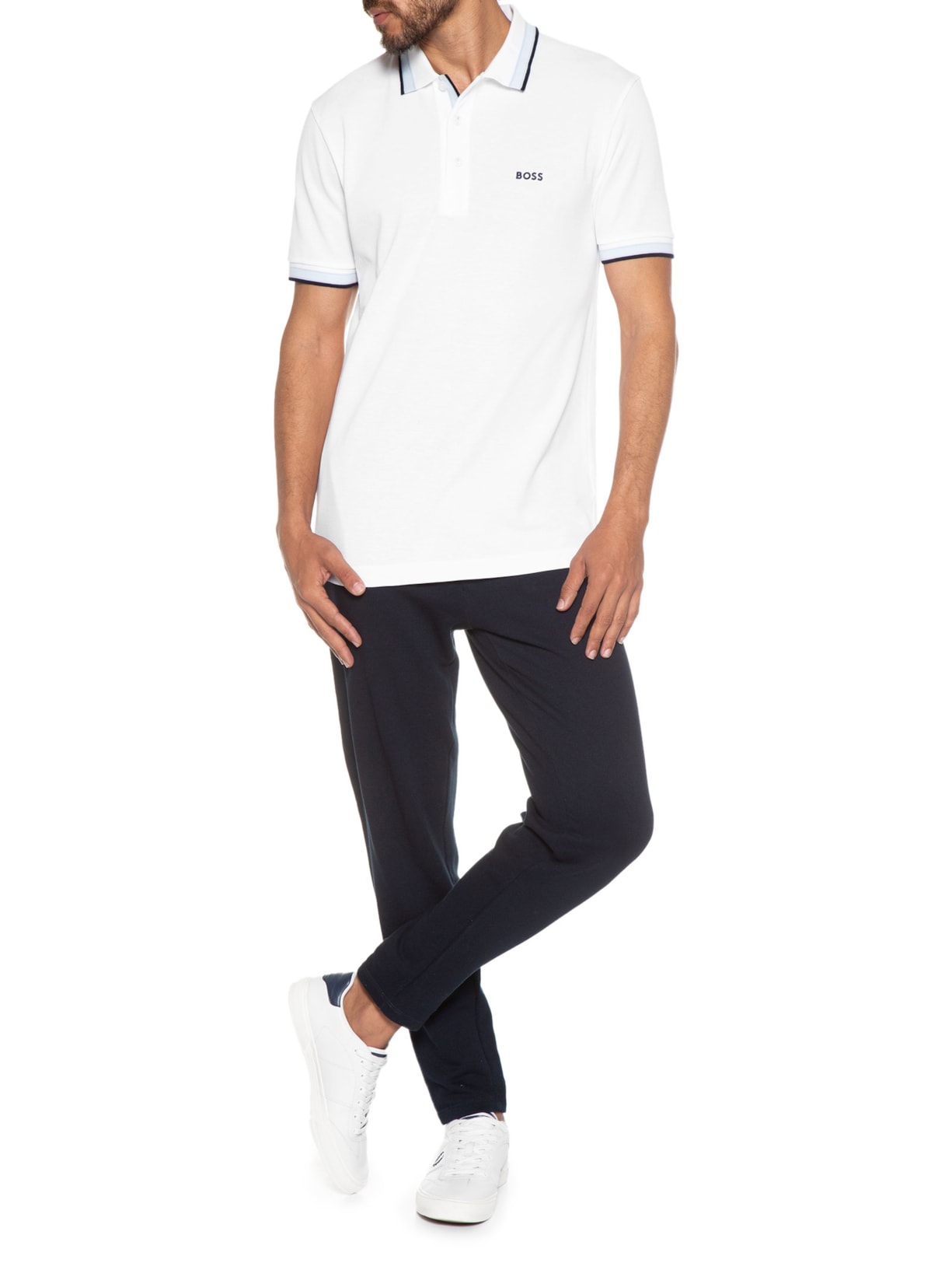 Polo Masculina Manga Curta Paddy Branco Boss
