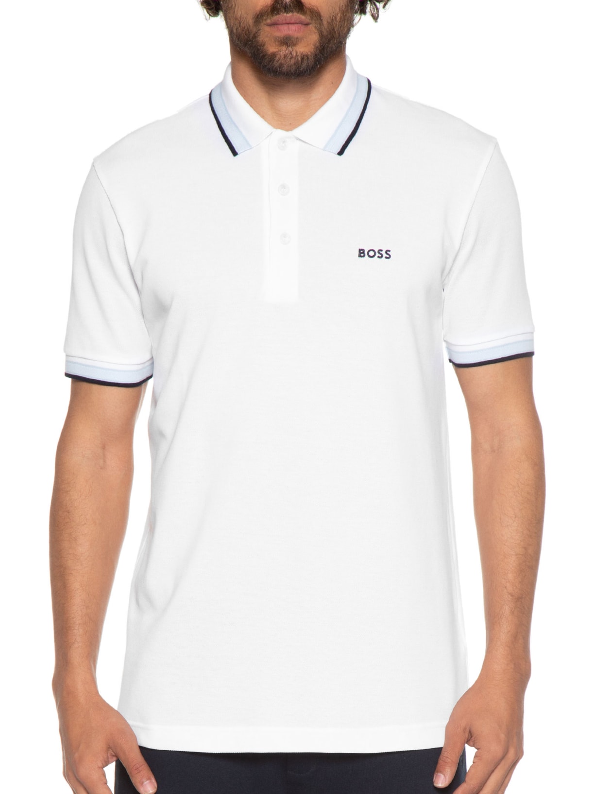 Polo Masculina Manga Curta Paddy Branco Boss