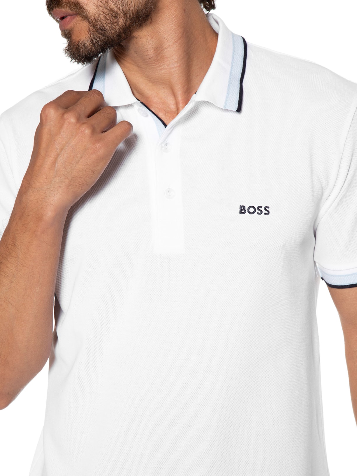 Polo Masculina Manga Curta Paddy Branco Boss