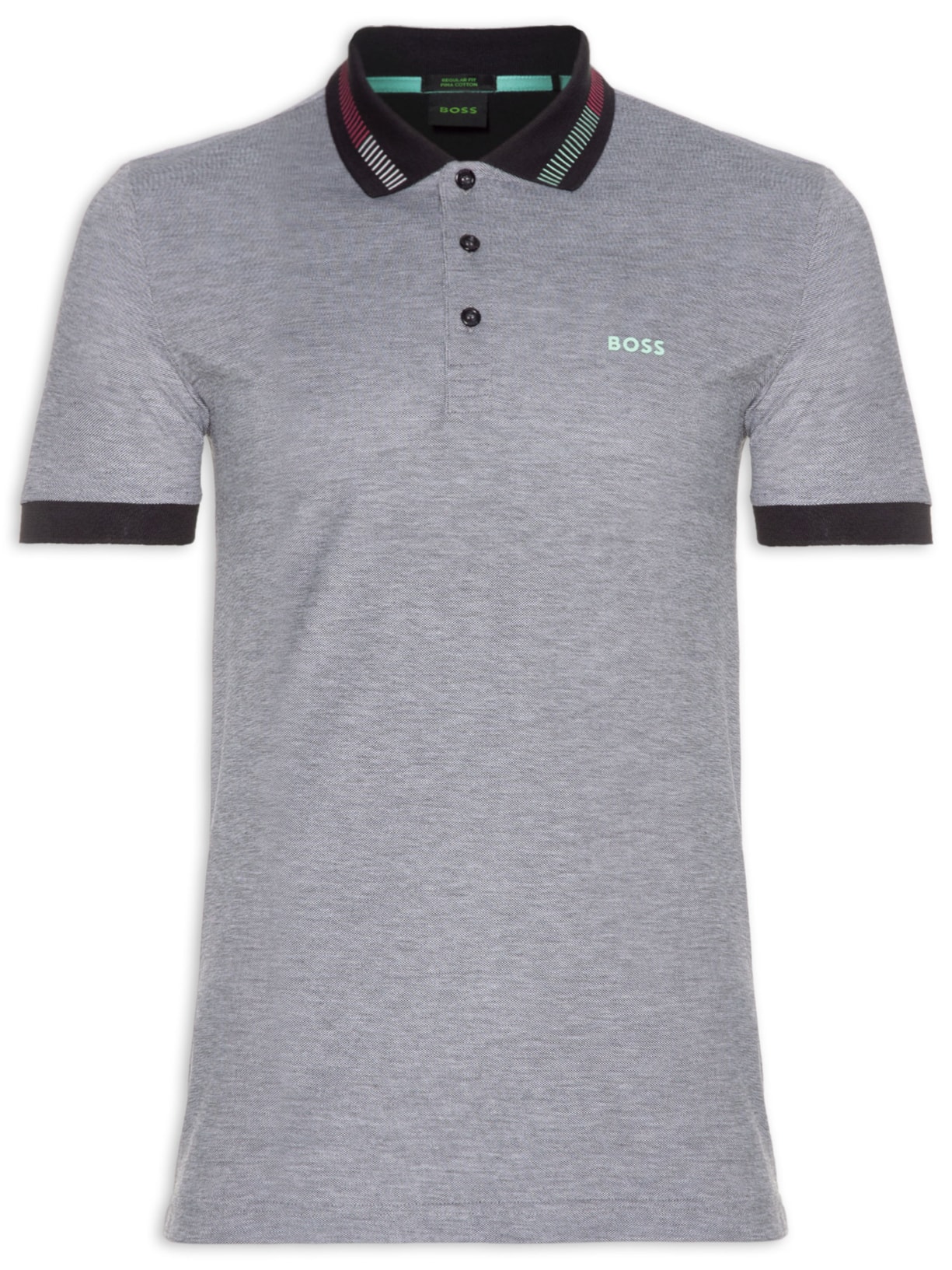 Polo Masculina Manga Curta Paddy - Cinza