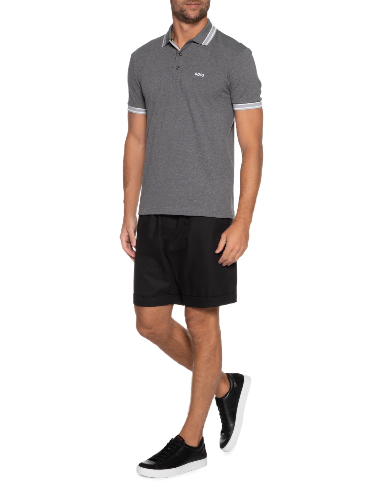 Polo Masculina Manga Curta Paddy Cinza Boss
