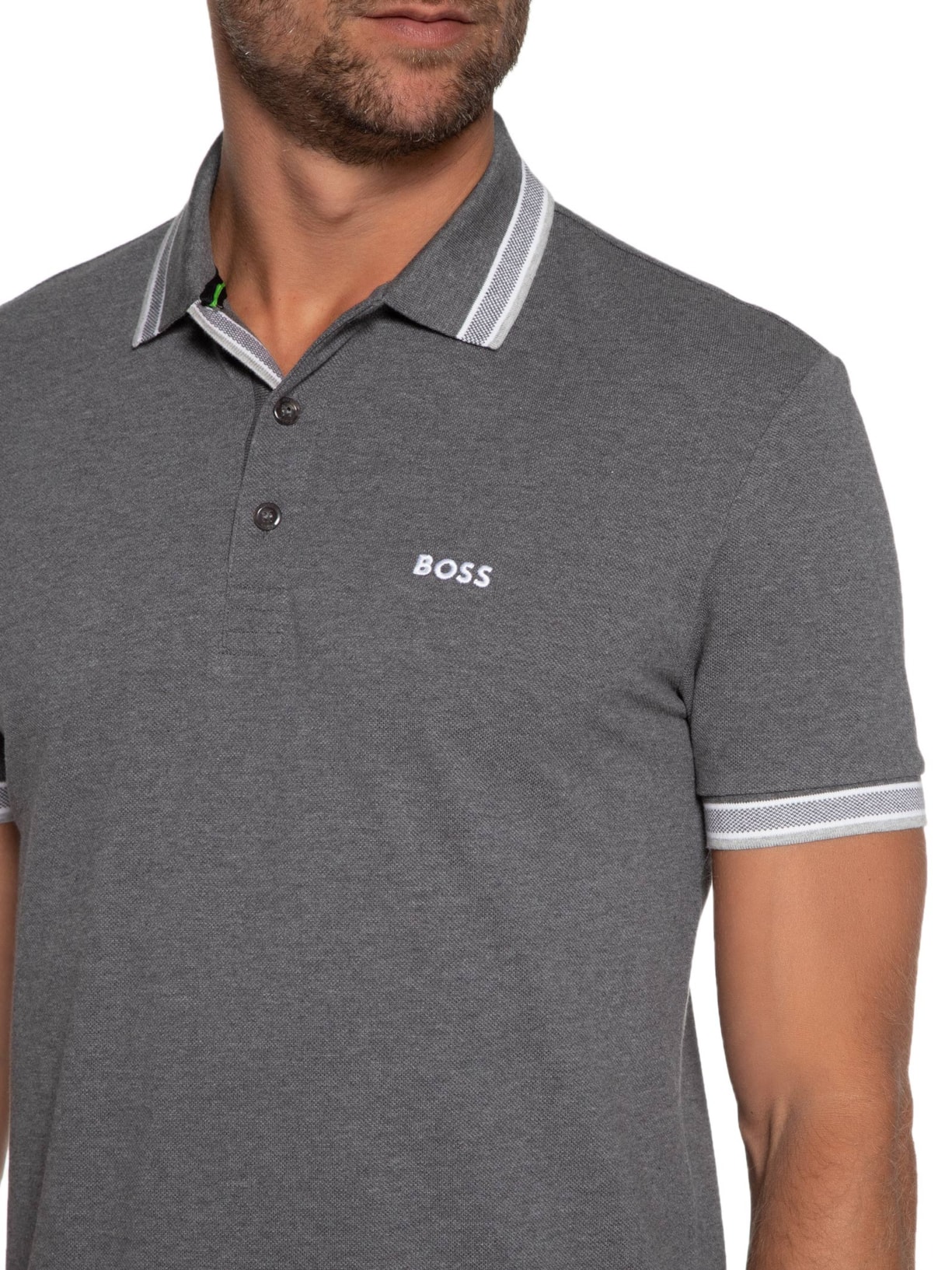 Polo Masculina Manga Curta Paddy Cinza Boss