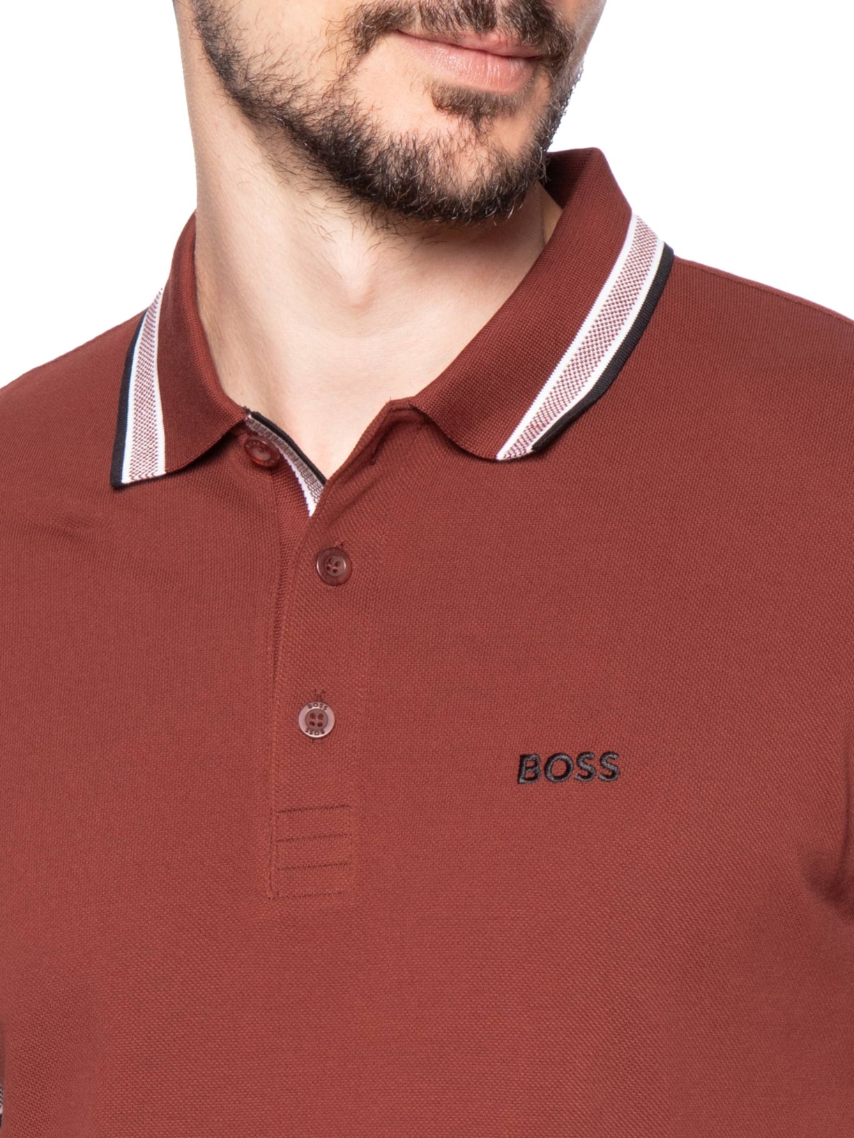 Polo Masculina Manga Curta Paddy Rosa Boss