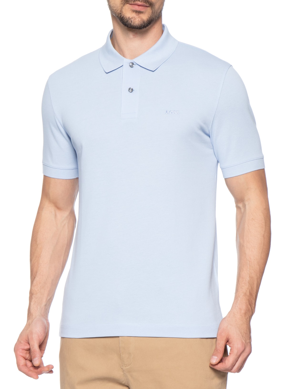 Polo Masculina Manga Curta Pallas Azul Boss