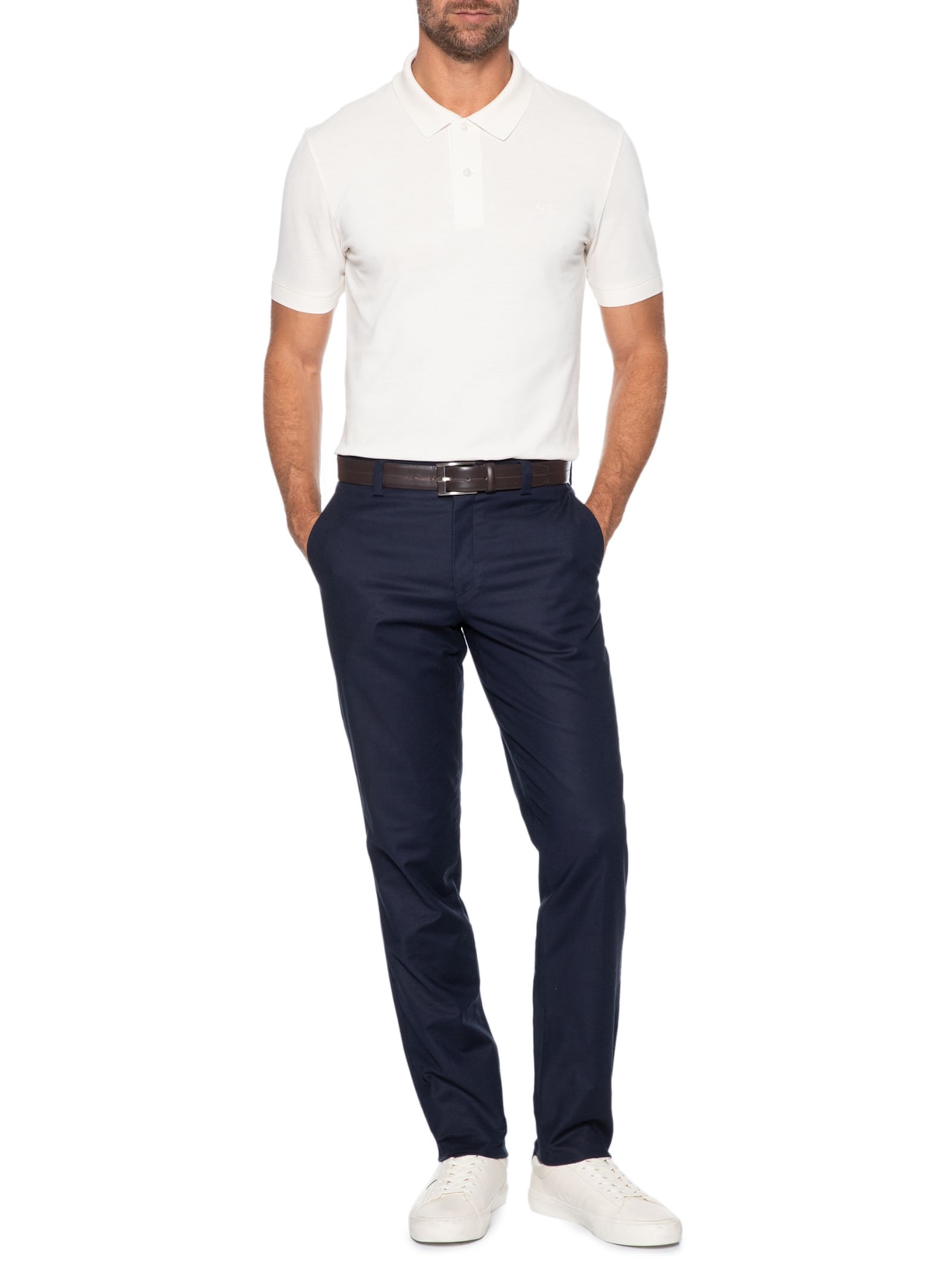 Polo Masculina Manga Curta Pallas Branco Boss