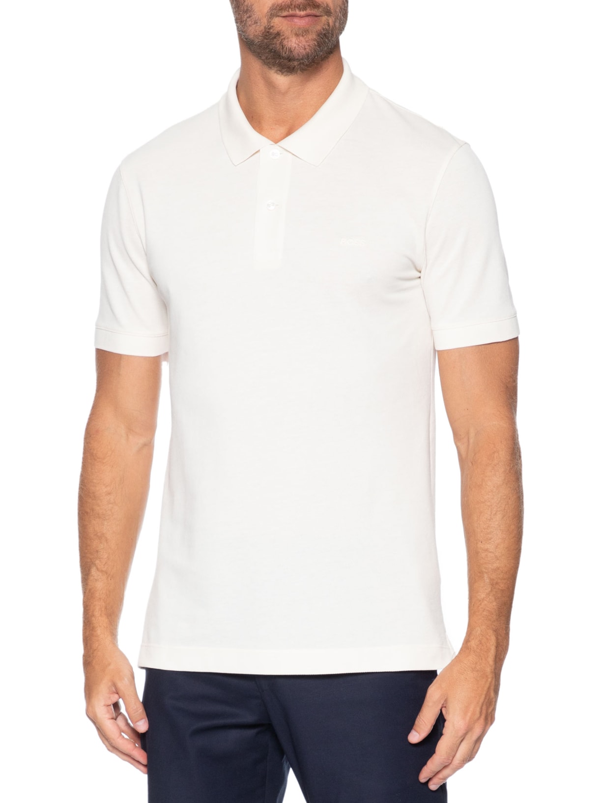 Polo Masculina Manga Curta Pallas Branco Boss