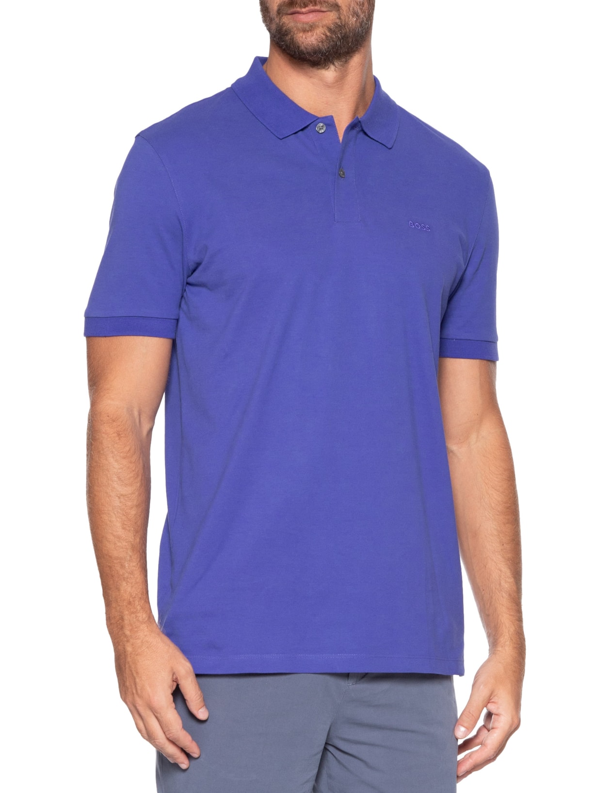 Polo Masculina Manga Curta Pallas Roxo Boss