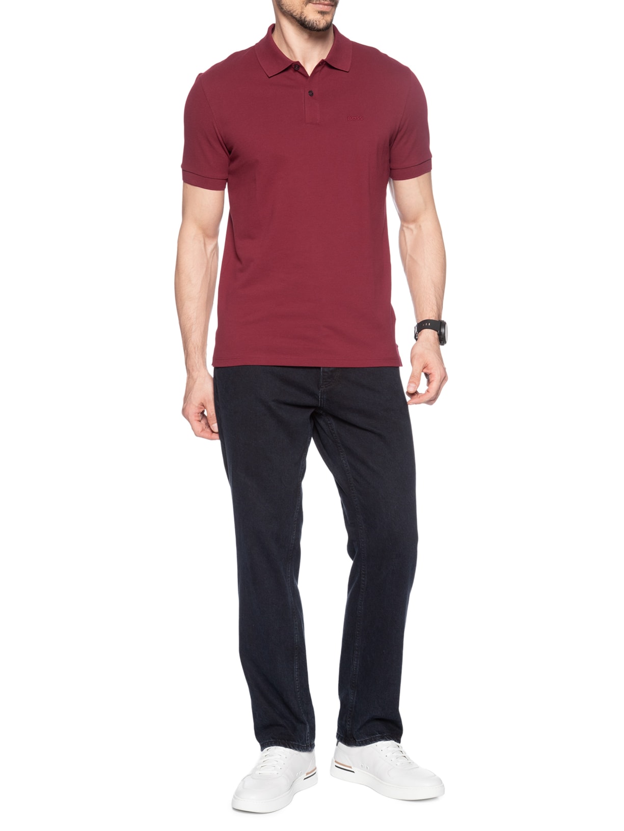 Polo Masculina Manga Curta Pallas Vermelho Boss