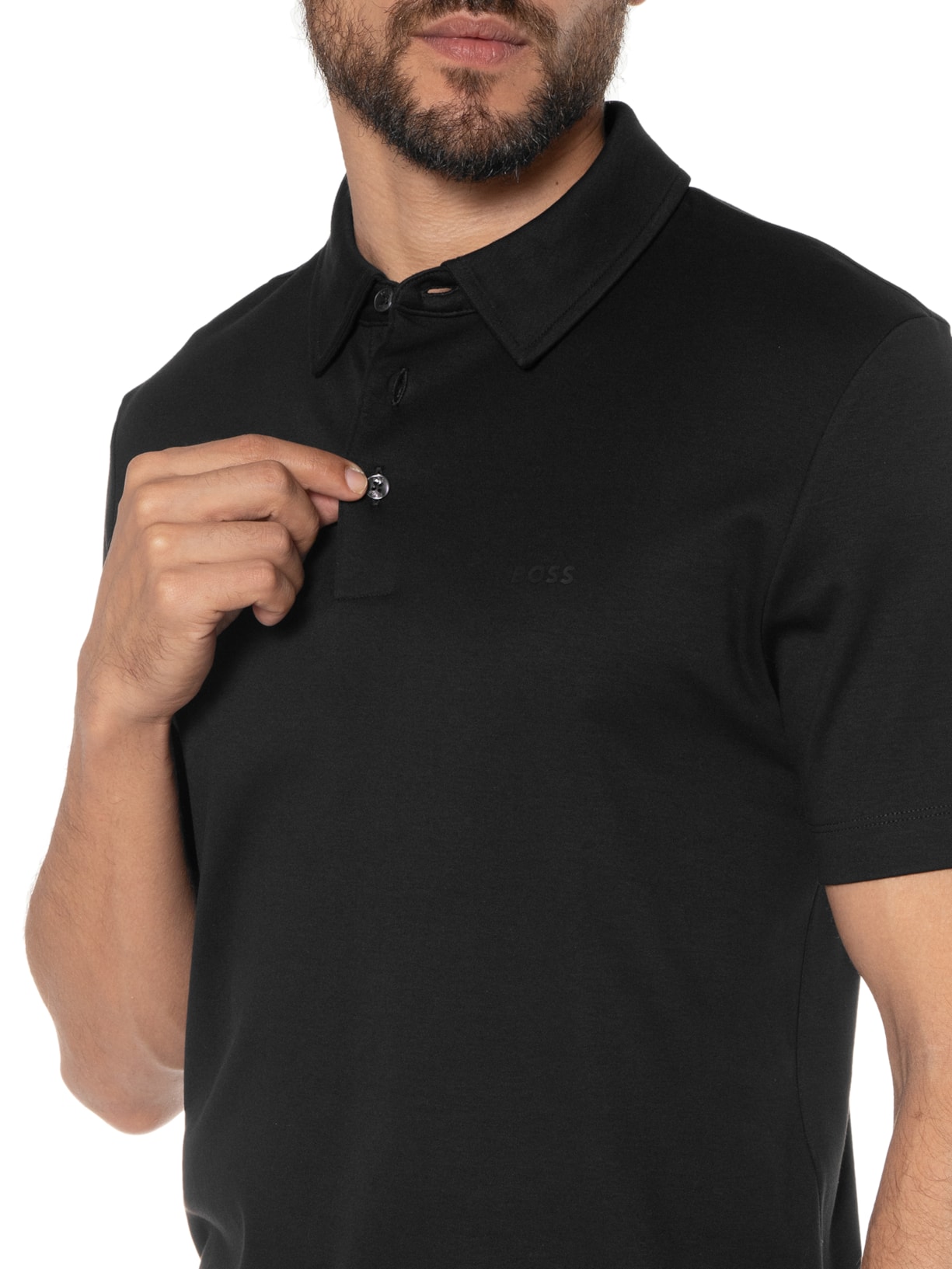 Pólo Masculina Manga Curta Palosh 30 Preto Boss