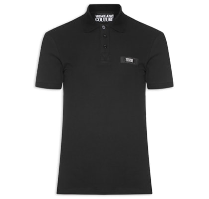 Polo Masculina Manga Curta Patch - Preto