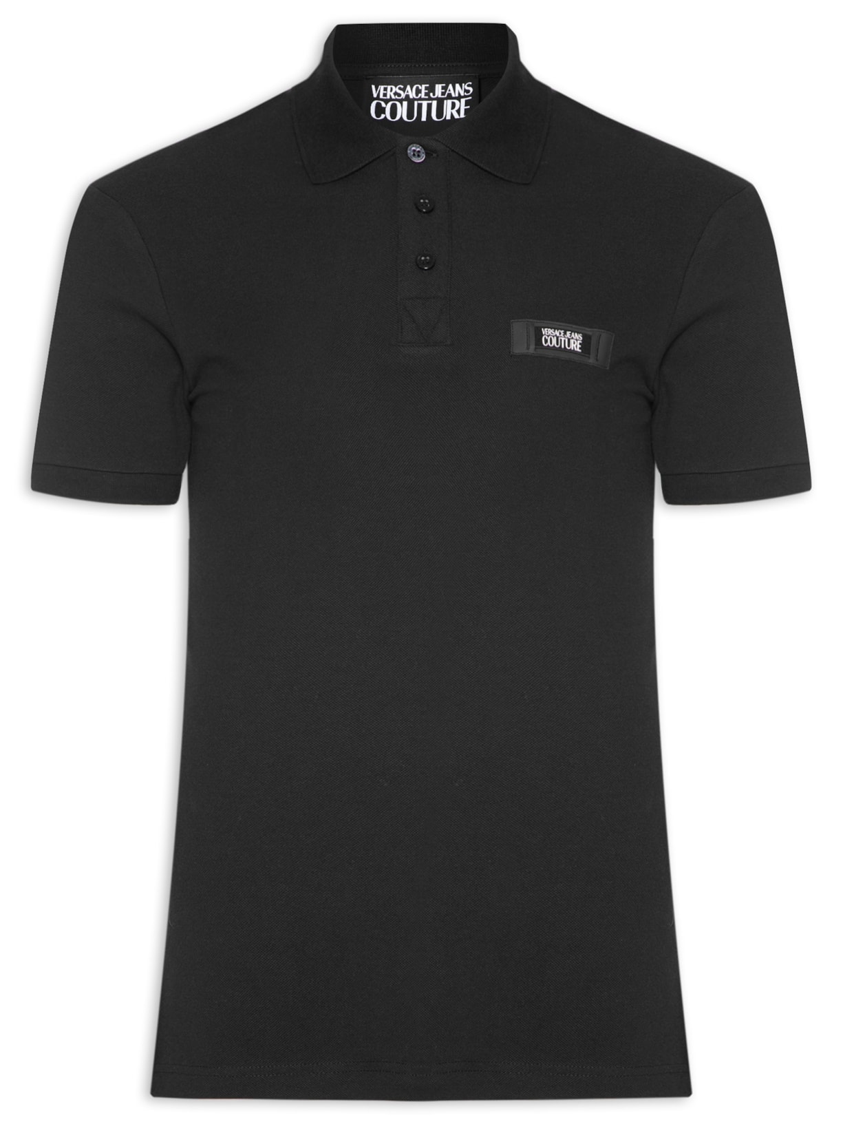 Polo Masculina Manga Curta Patch - Preto