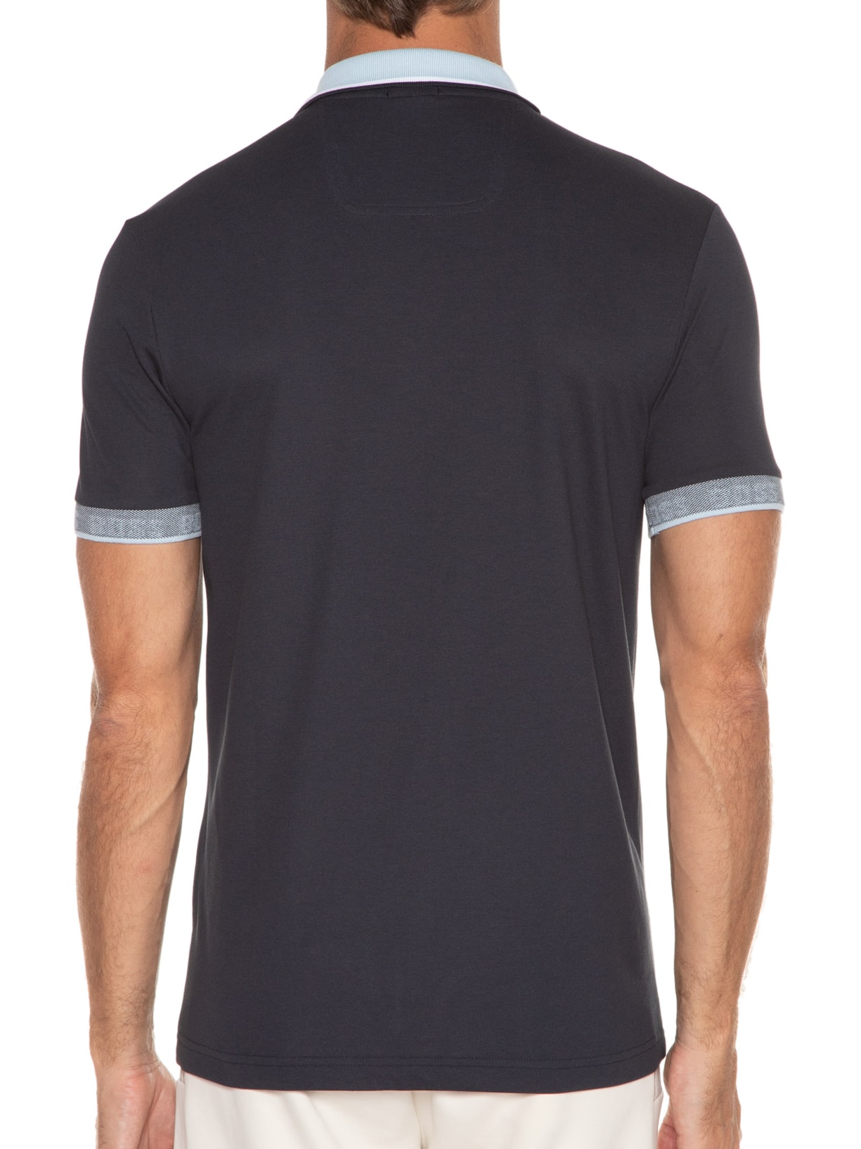 Polo Masculina Manga Curta Paule Azul Boss