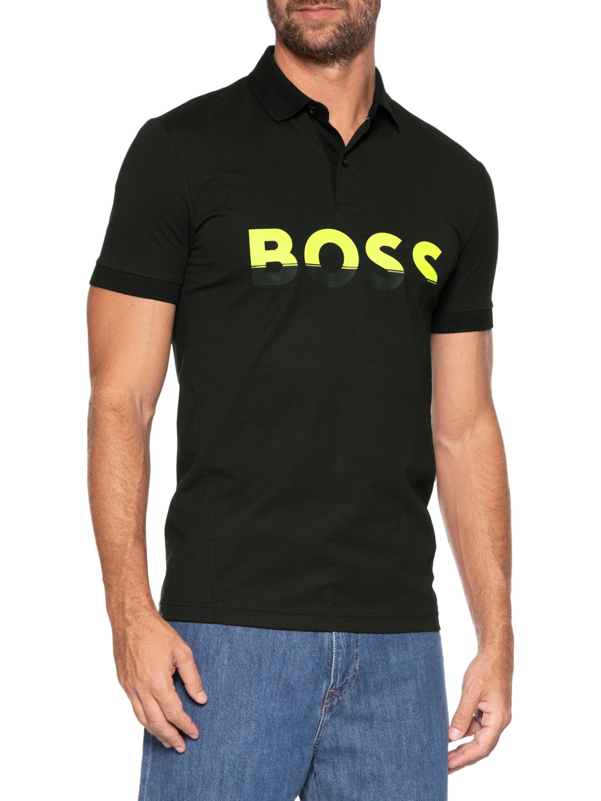 Pólo Masculina Manga Curta Pavel Preto Boss