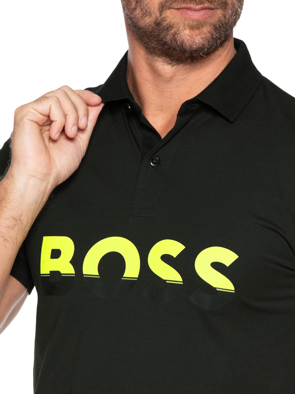 Pólo Masculina Manga Curta Pavel Preto Boss