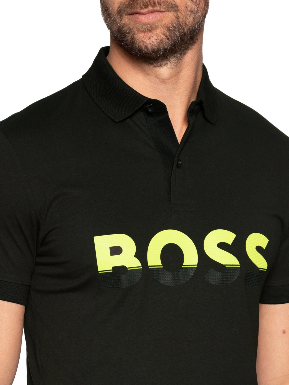 Pólo Masculina Manga Curta Pavel Preto Boss