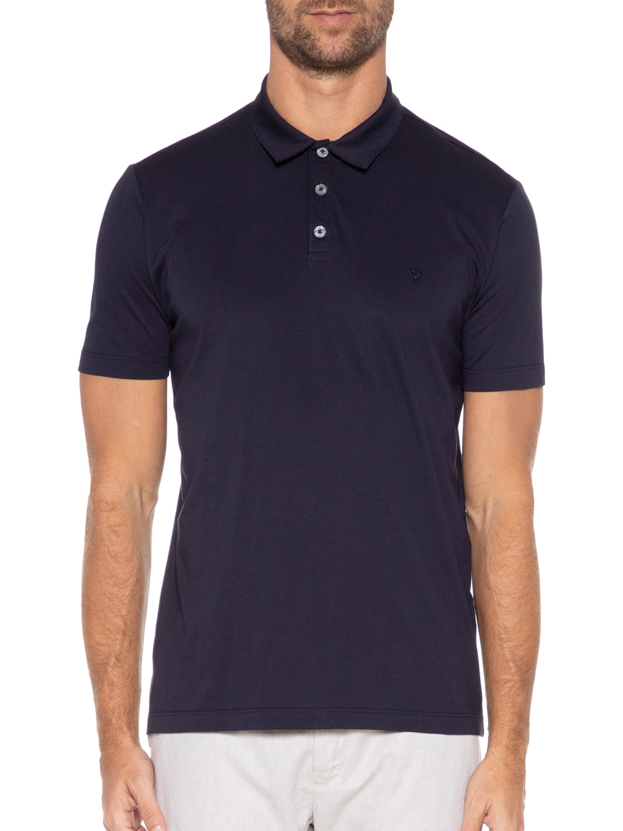 Polo Masculina Manga Curta Pima Básica Azul Vr