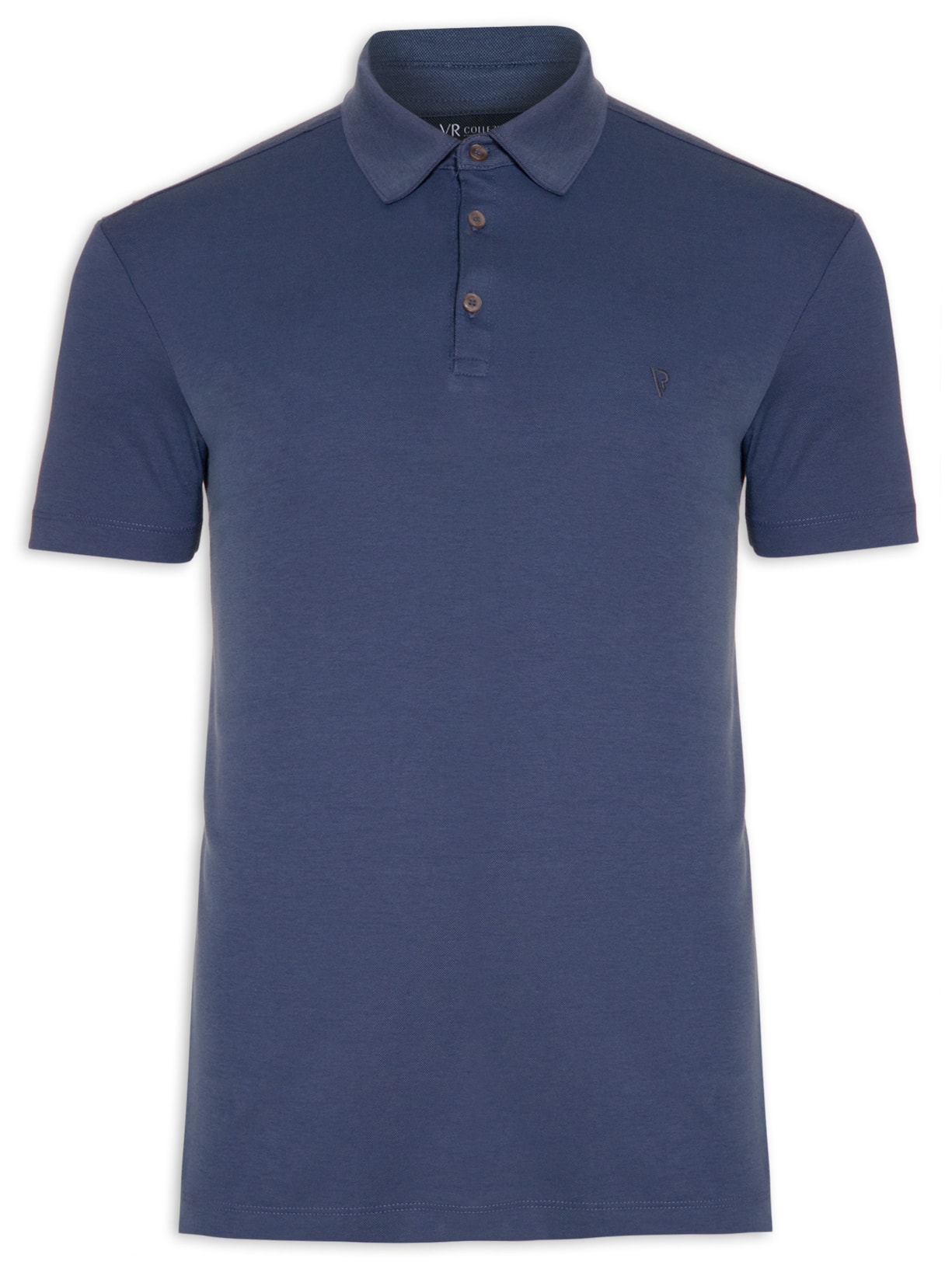 Polo Masculina Manga Curta Pima Básica Azul Vr