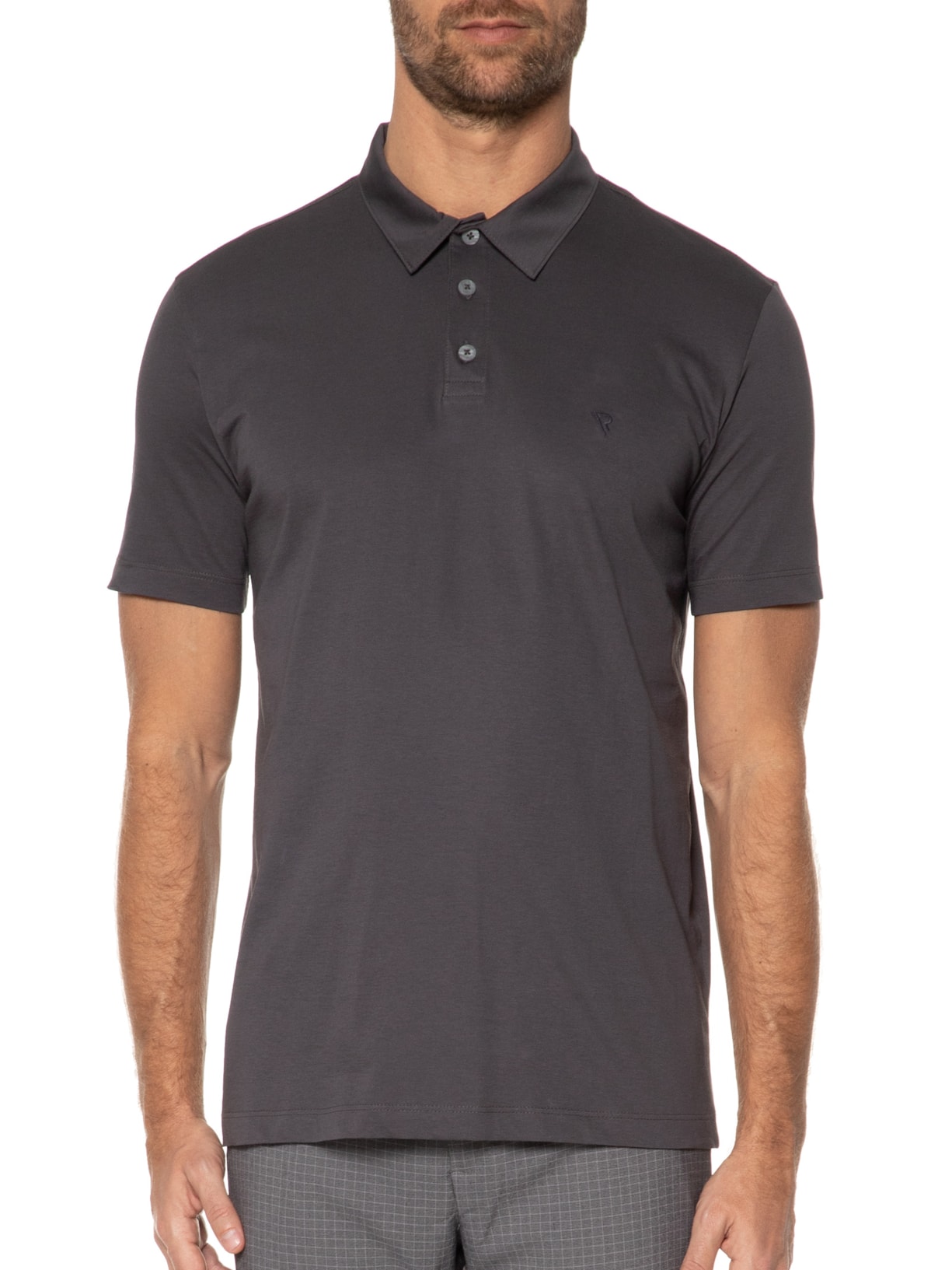 Polo Masculina Manga Curta Pima Básica Cinza Vr