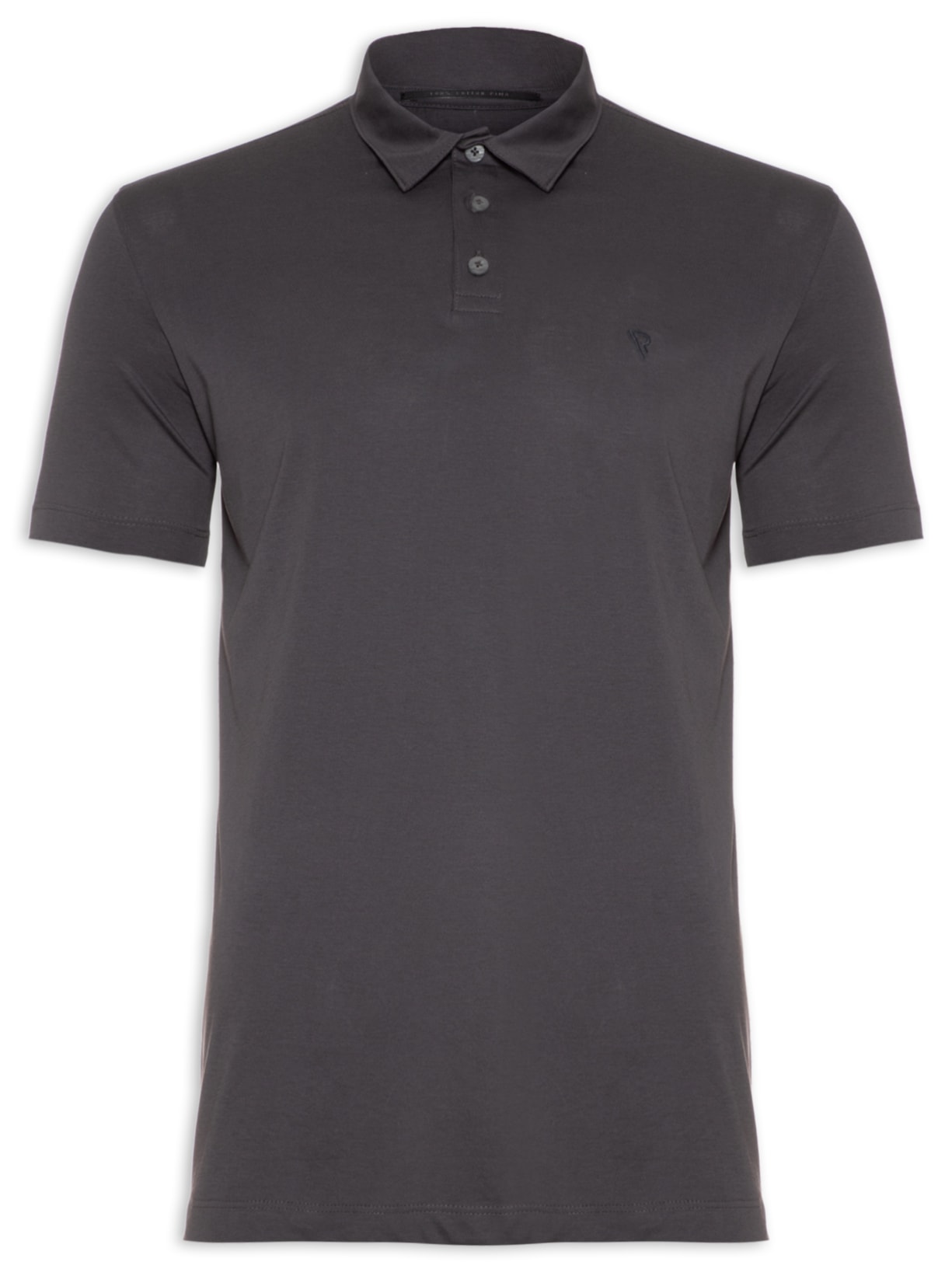 Polo Masculina Manga Curta Pima Básica Cinza Vr