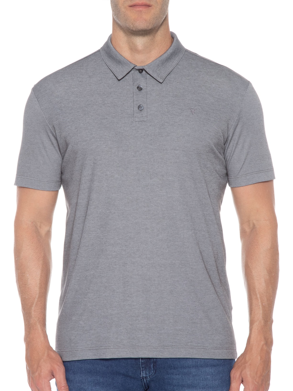 Polo Masculina Manga Curta Pima Básica Cinza Vr