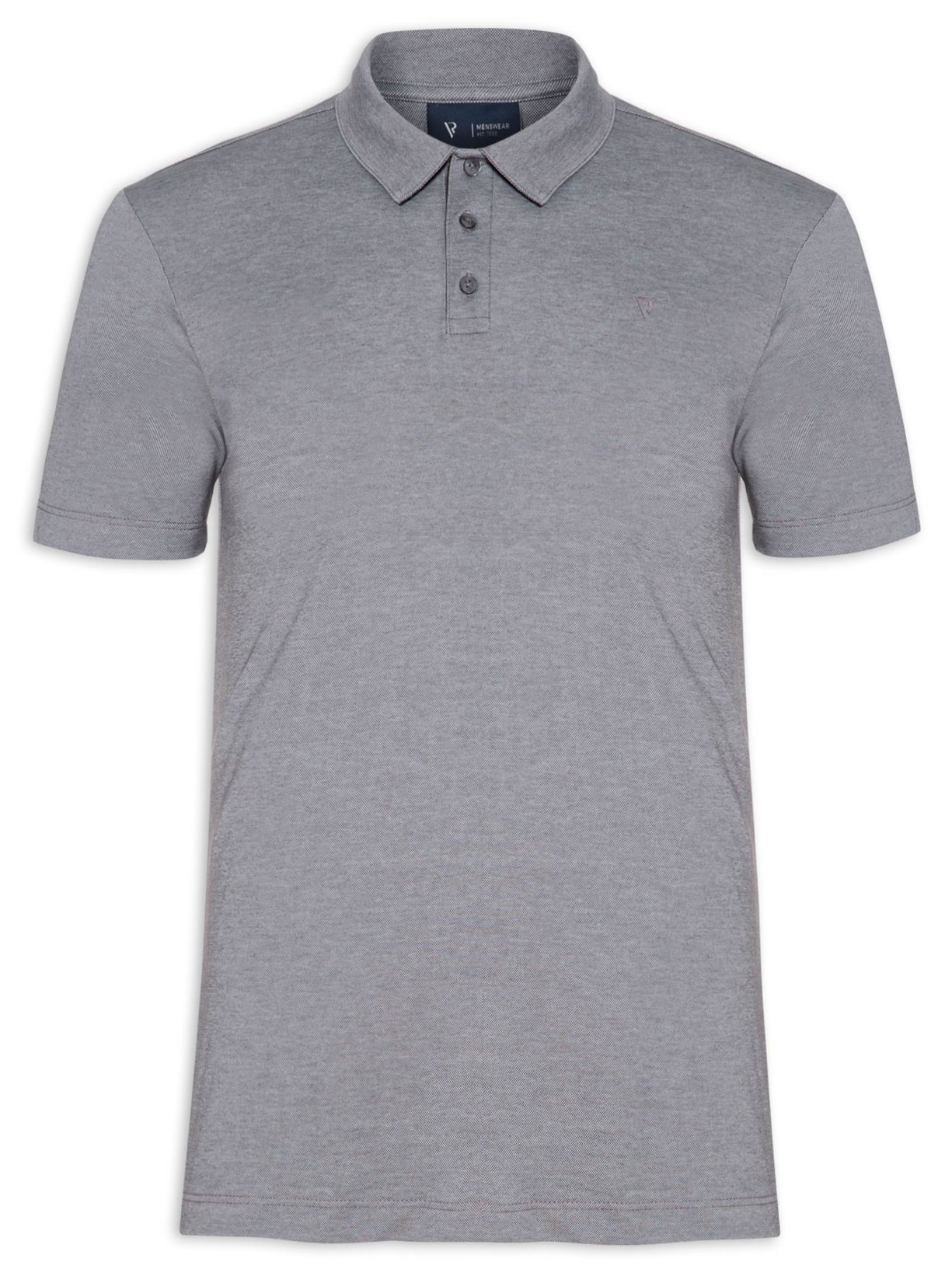 Polo Masculina Manga Curta Pima Básica Cinza Vr
