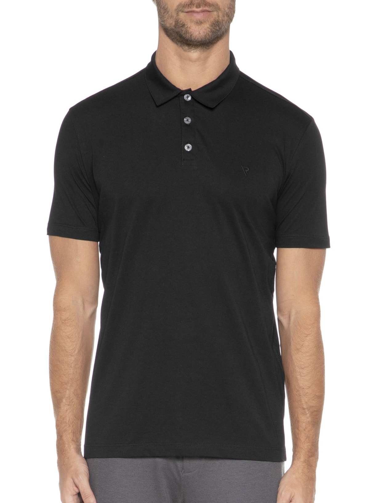 Polo Masculina Manga Curta Pima Básica Preto Vr