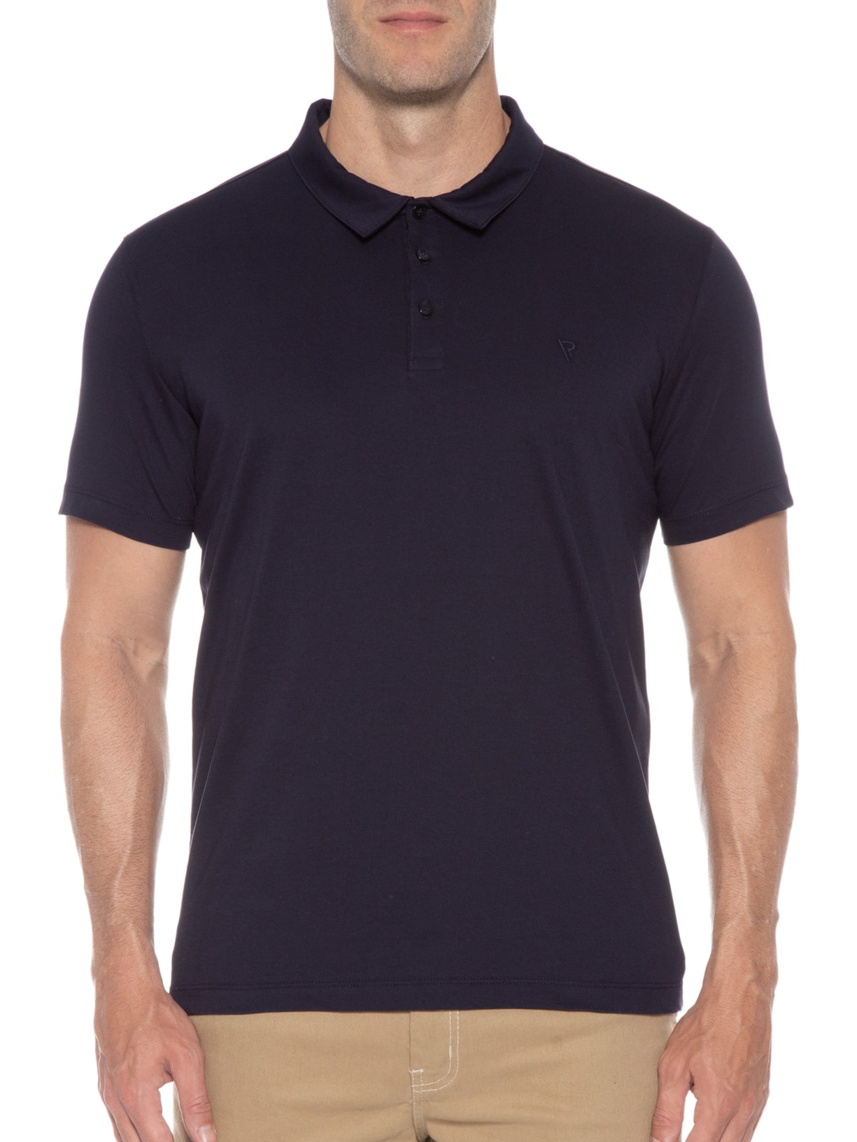 Polo Masculina Manga Curta Pima Gola De Retilínea Básica Azul Vr