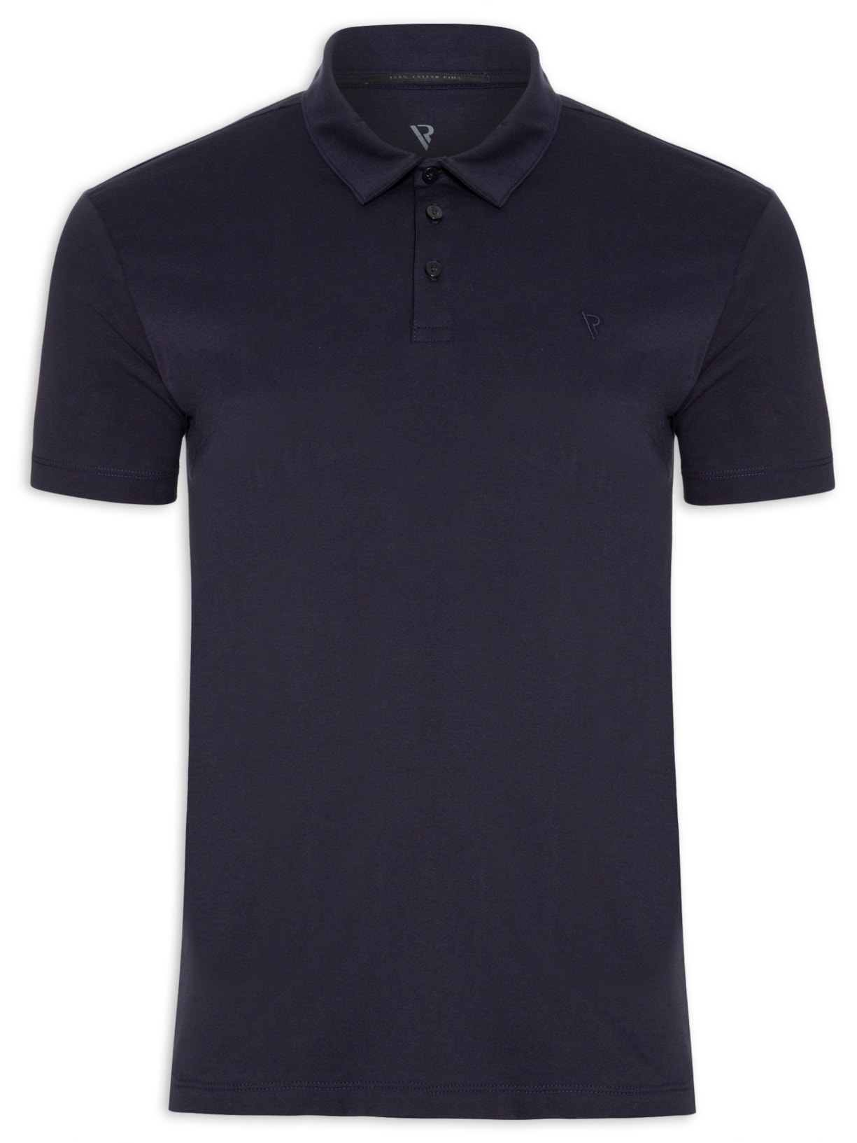 Polo Masculina Manga Curta Pima Gola De Retilínea Básica Azul Vr