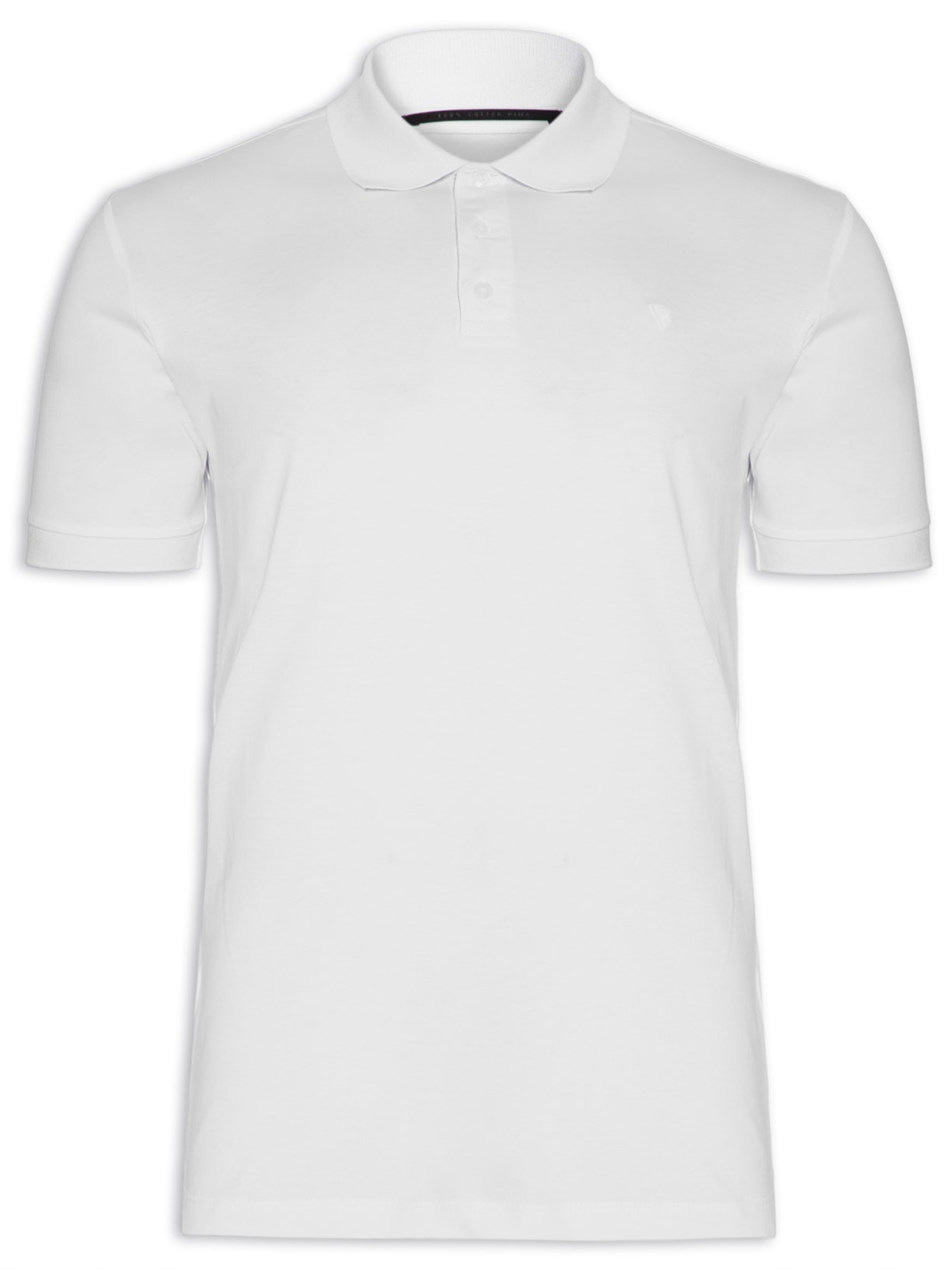 Polo Masculina Manga Curta Pima Gola De Retilínea Básica - Branco