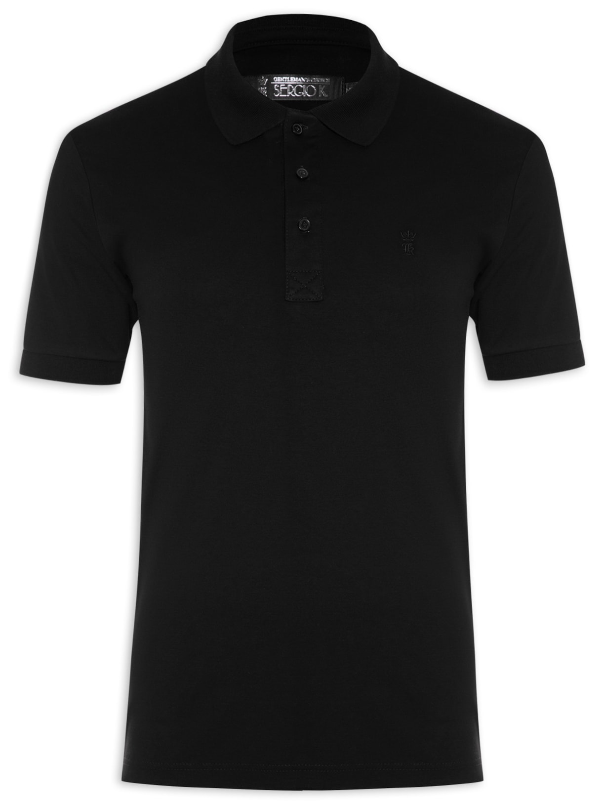 Polo Masculina Manga Curta Pima - Preto