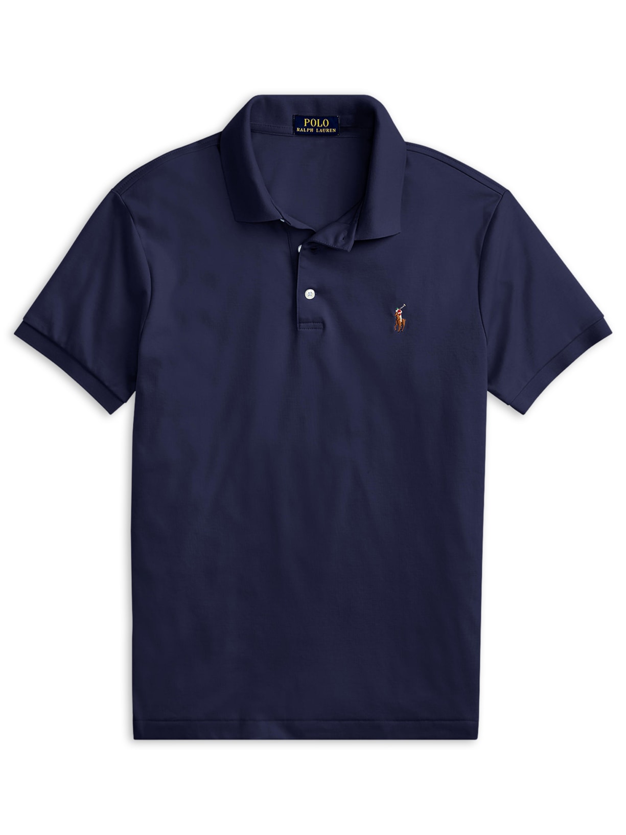 Polo Masculina Manga Curta Pima Slim Fit Azul Polo Ralph Lauren