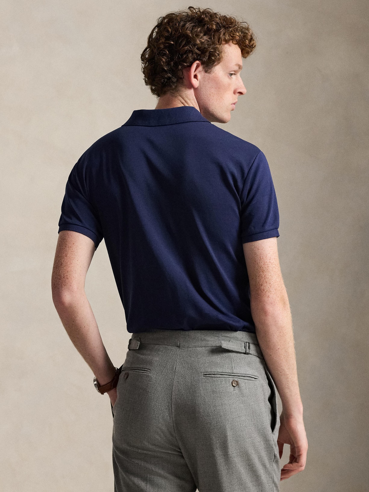 Polo Masculina Manga Curta Pima Slim Fit Azul Polo Ralph Lauren