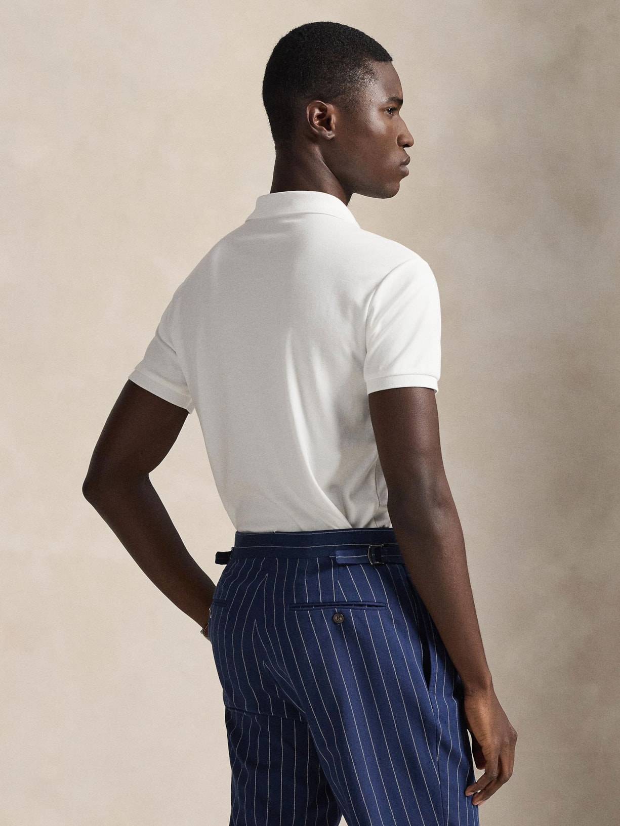 Polo Masculina Manga Curta Pima Slim Fit Branco Polo Ralph Lauren