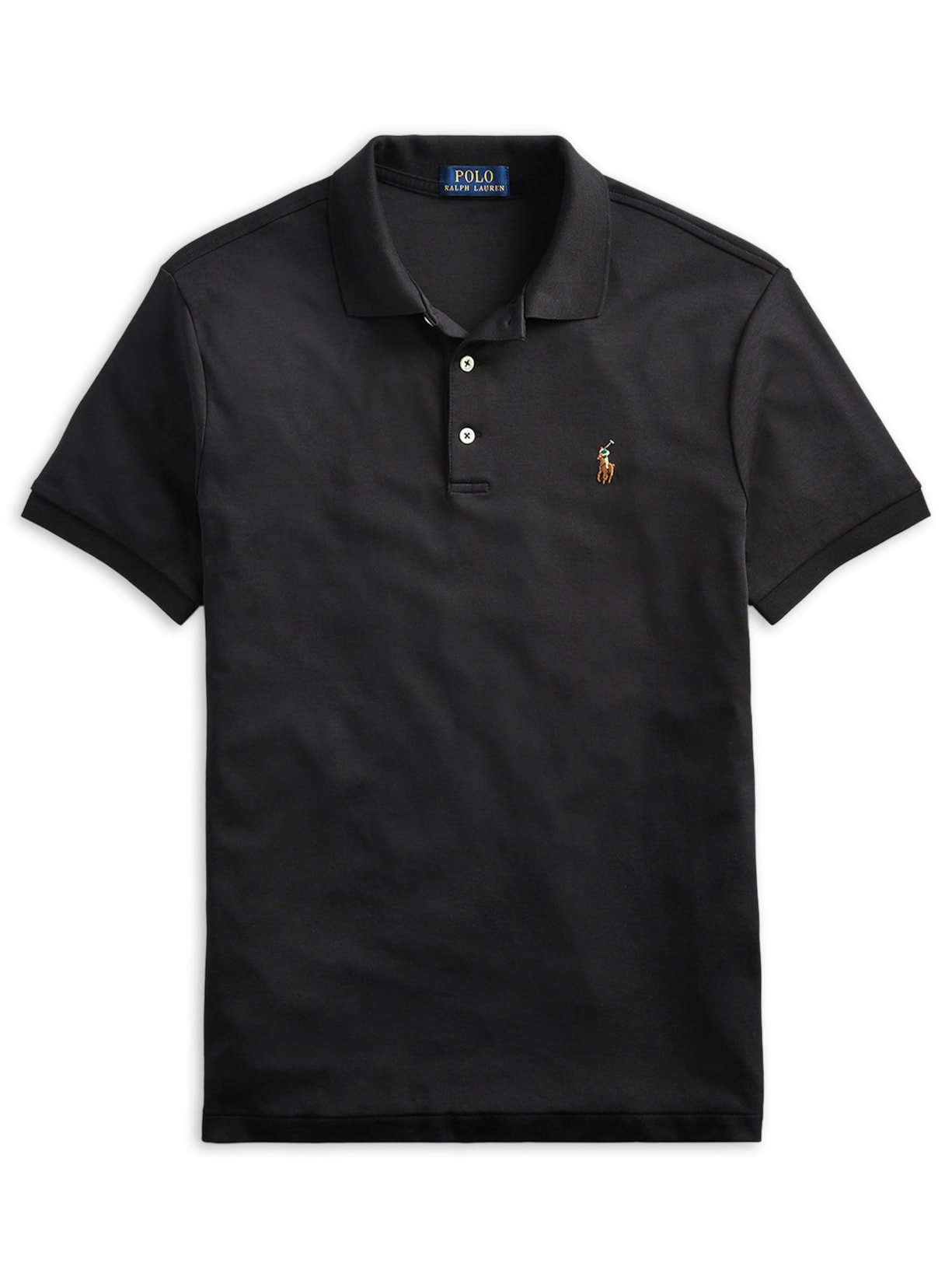 Polo Masculina Manga Curta Pima Slim Fit Preto Polo Ralph Lauren