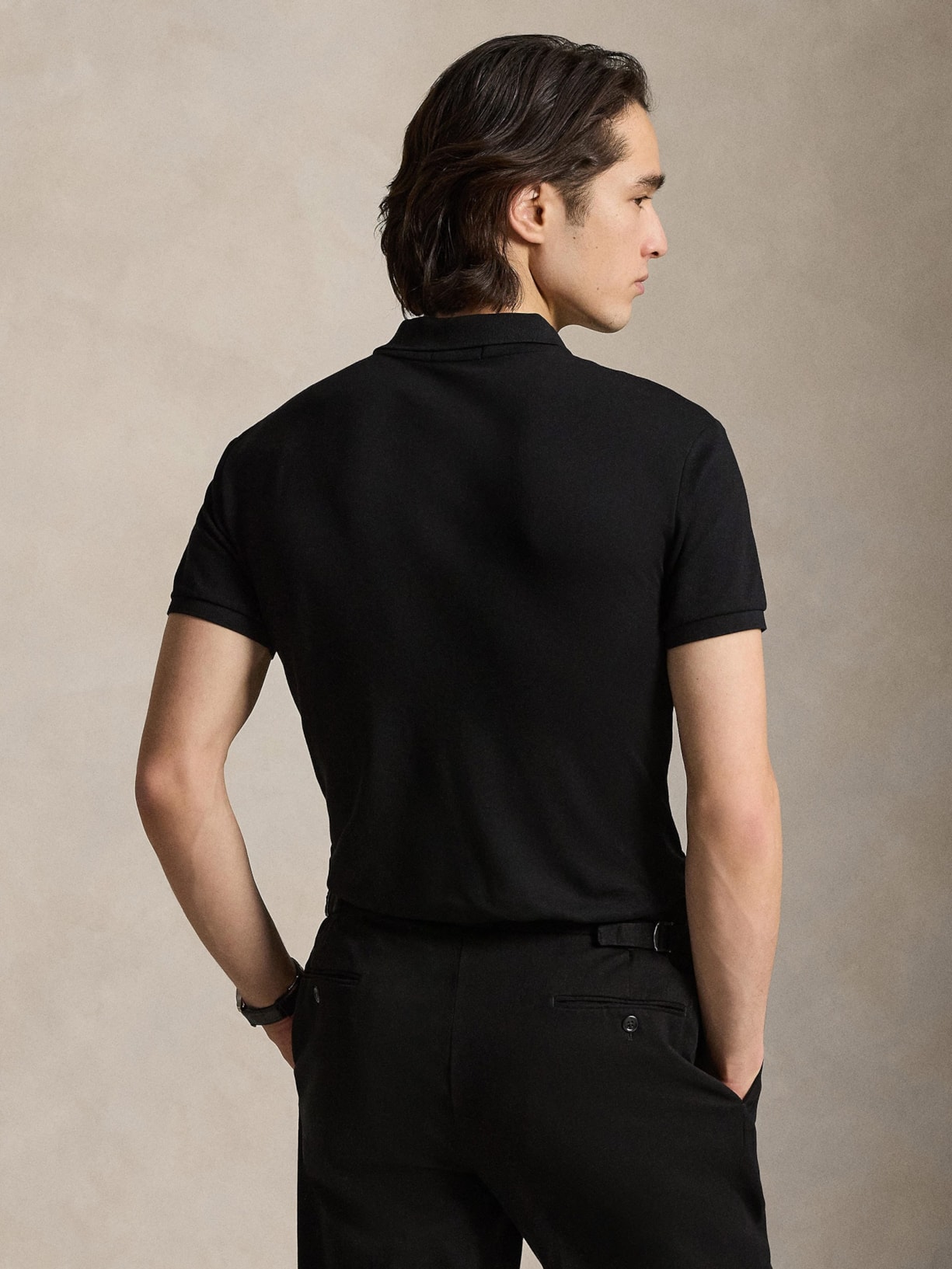 Polo Masculina Manga Curta Pima Slim Fit Preto Polo Ralph Lauren
