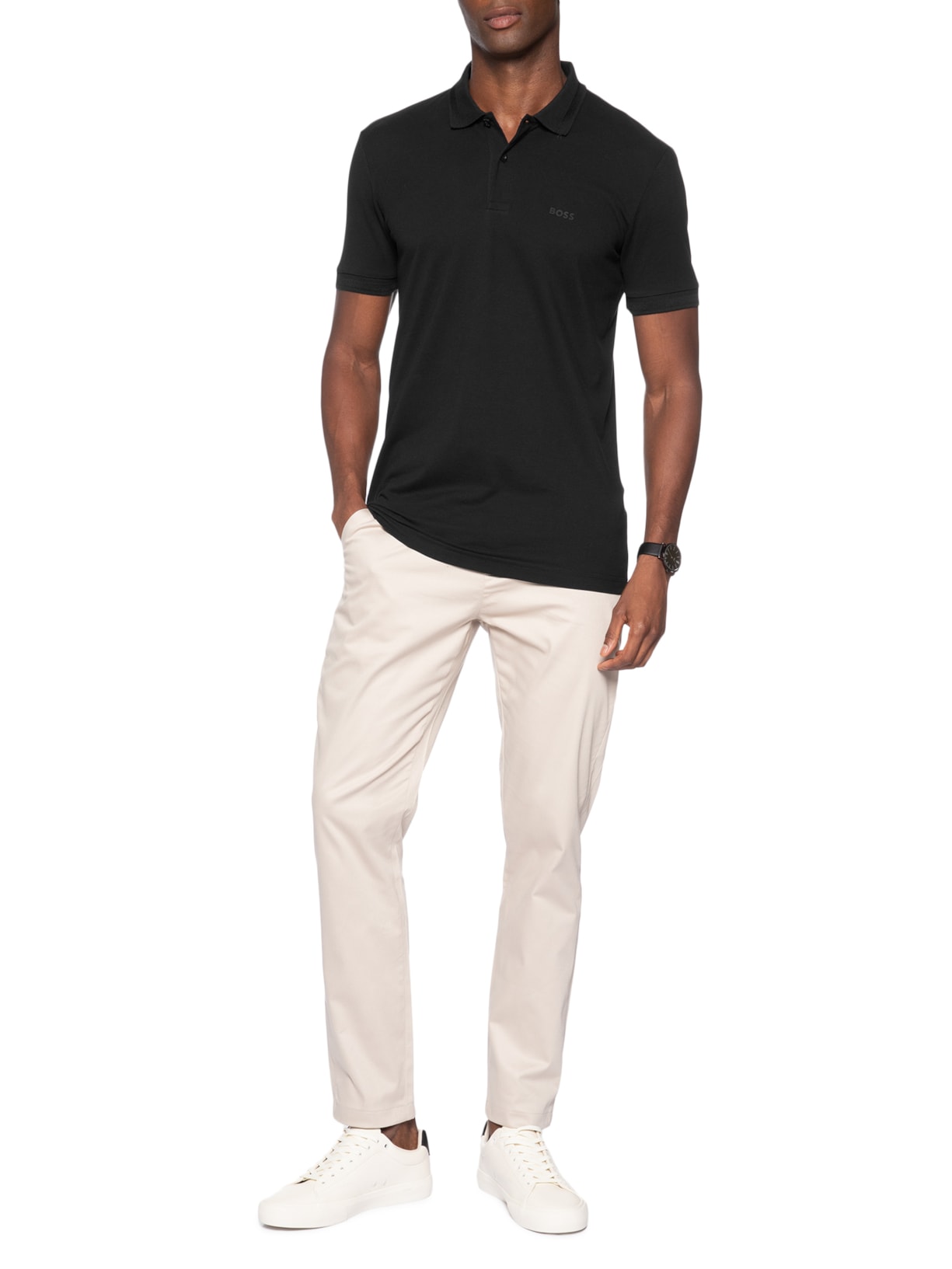 Polo Masculina Manga Curta Pio 1 Regular fit – Preto Boss