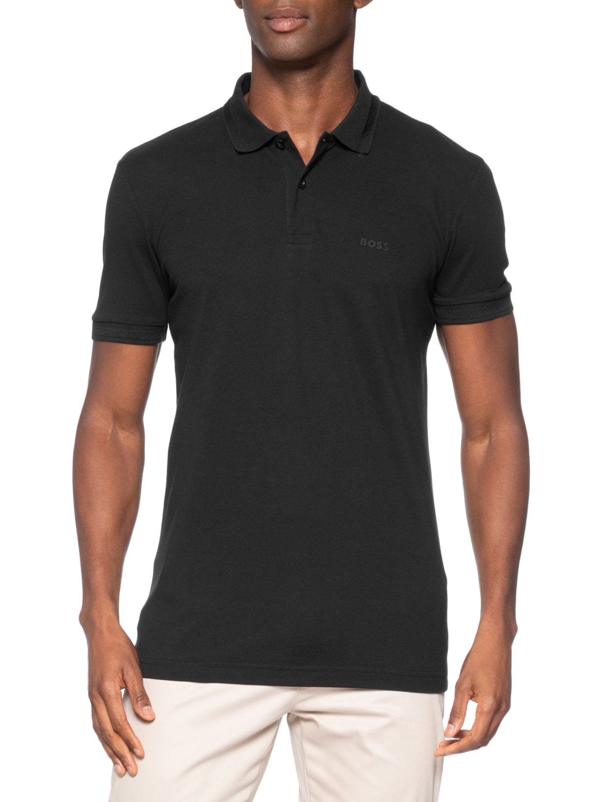 Polo Masculina Manga Curta Pio 1 Regular fit – Preto Boss
