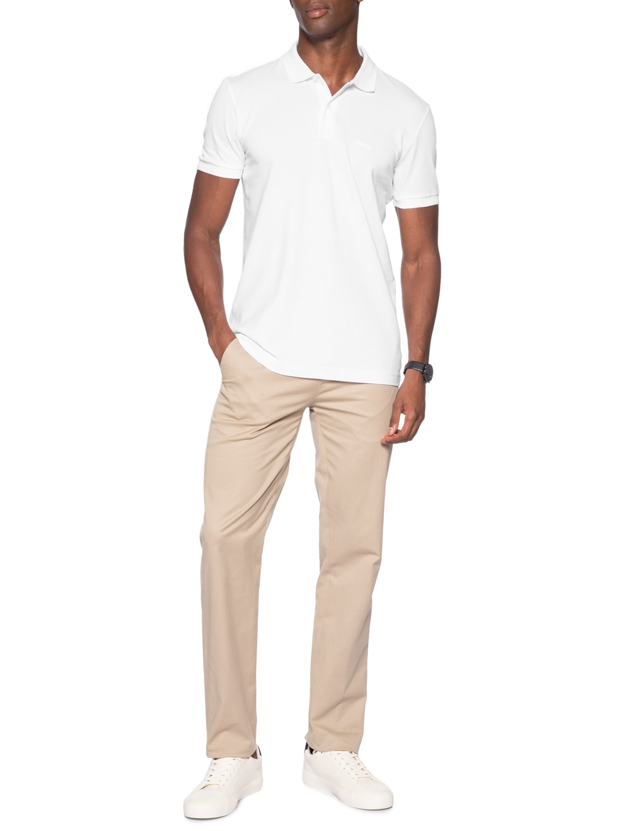 Pólo Masculina Manga Curta Pio 1 – Branco Boss