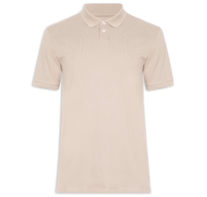Polo Masculina Manga Curta Piquê De Algodão Stretch - Bege