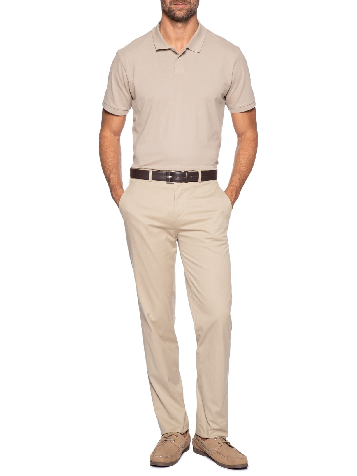 Polo Masculina Manga Curta Piquê De Algodão Stretch Bege Oficina Reserva