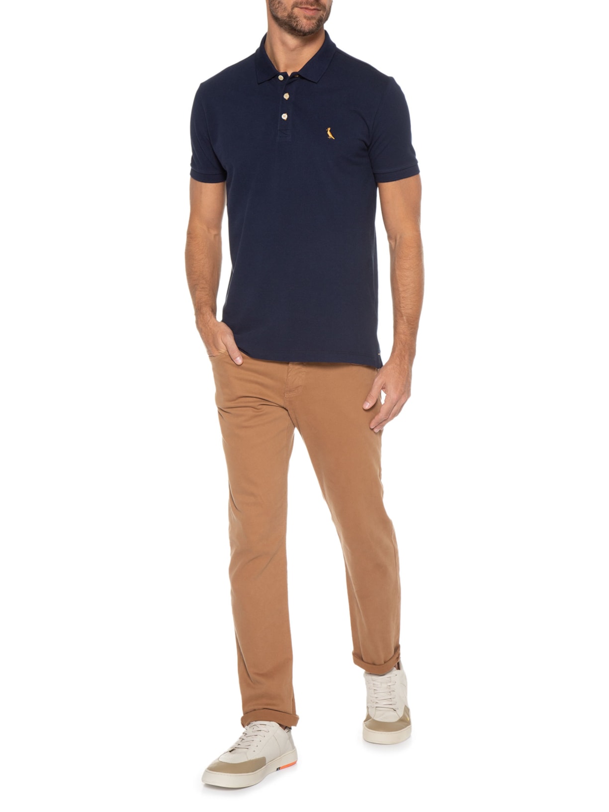 Polo Masculina Manga Curta Piquet Basica Azul Reserva