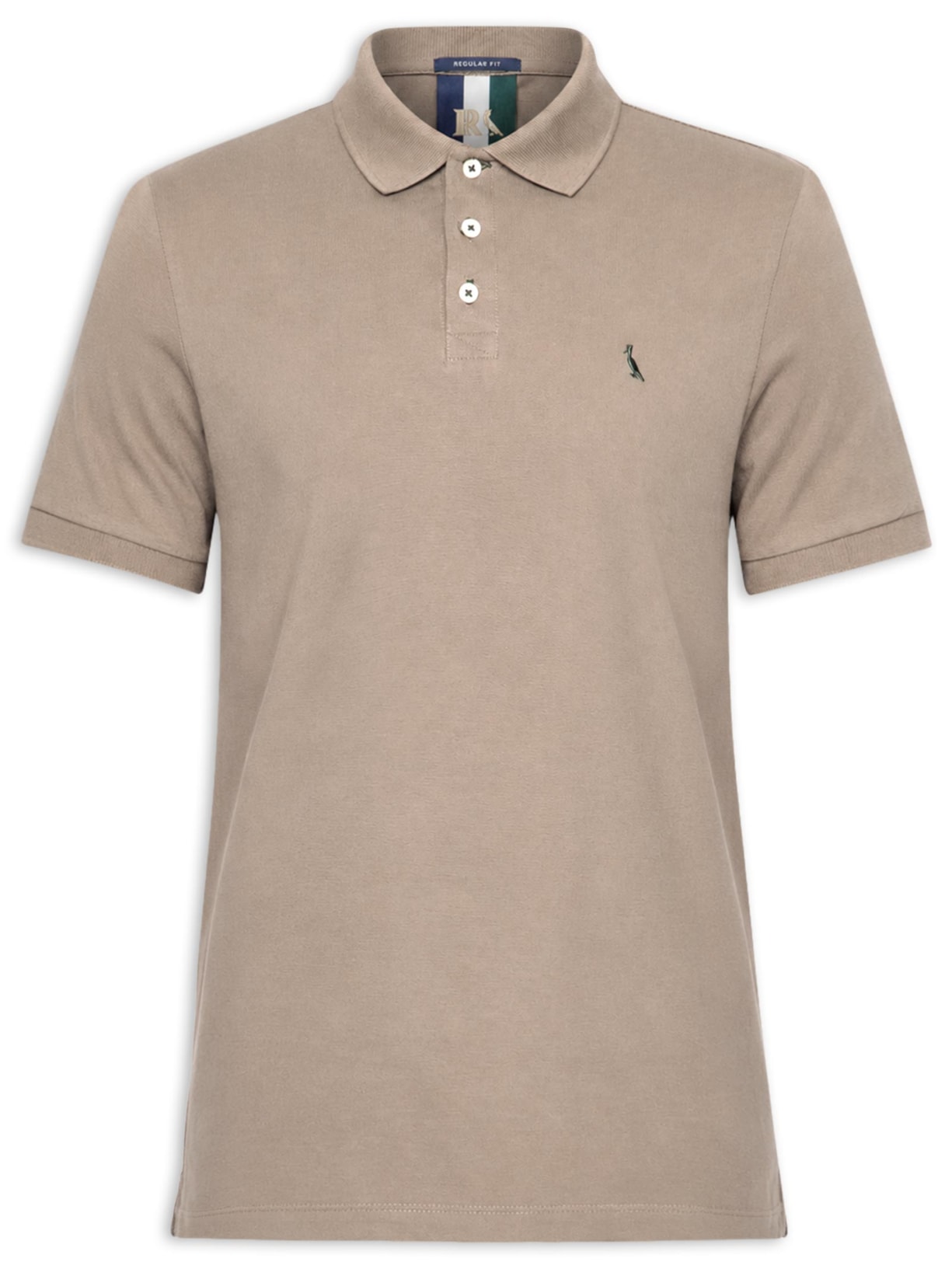 Polo Masculina Manga Curta Piquet Básica Bege Reserva