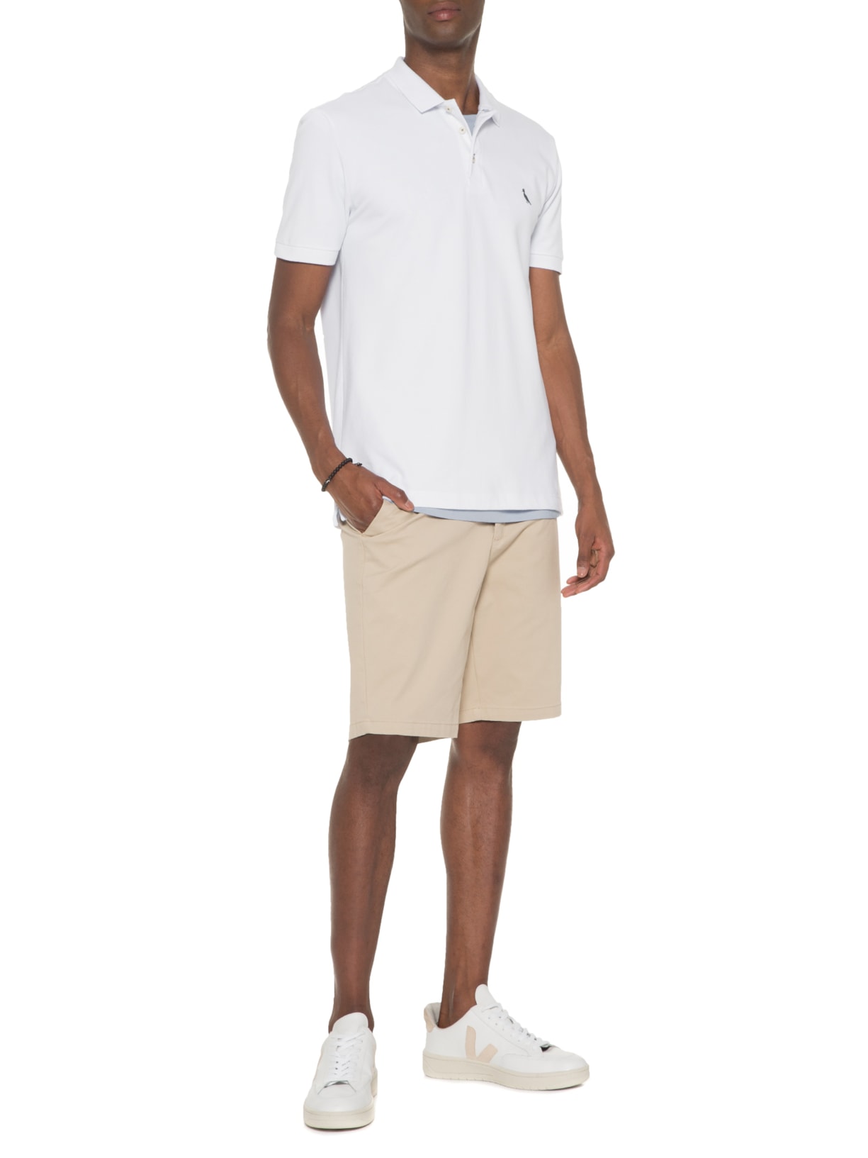Polo Masculina Manga Curta Piquet Básica Branco Reserva