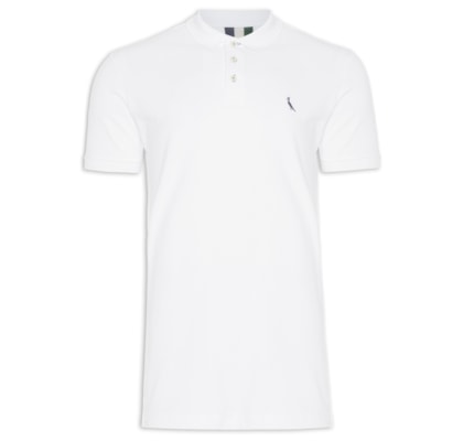 Polo Masculina Manga Curta Piquet Básica - Branco