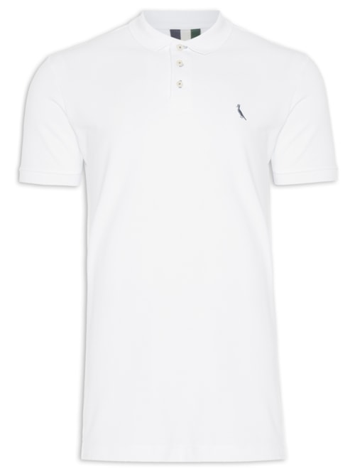 Polo Masculina Manga Curta Piquet Básica - Branco