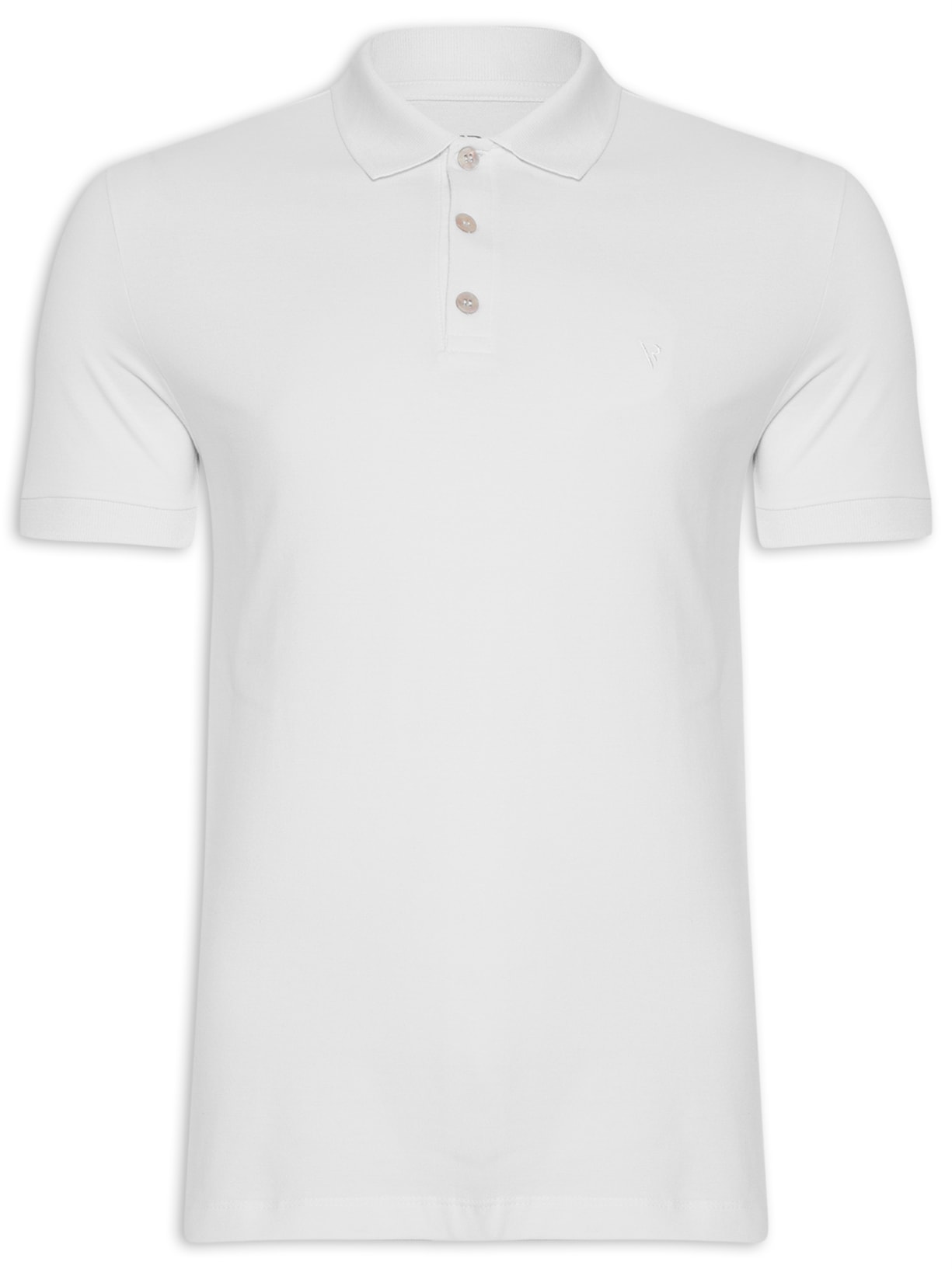 Polo Masculina Manga Curta Piquet Básica - Branco