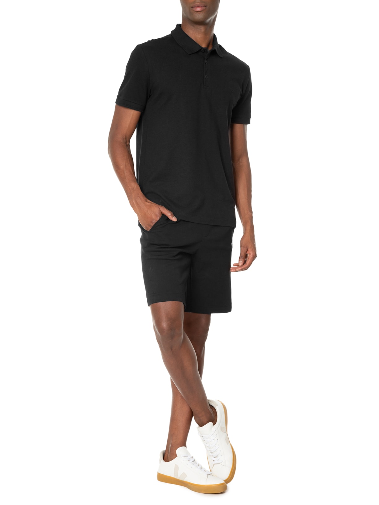 Polo Masculina Manga Curta Piquet Básica Preto Vr