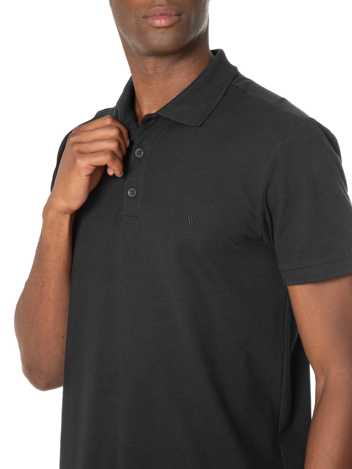 Polo Masculina Manga Curta Piquet Básica Preto Vr